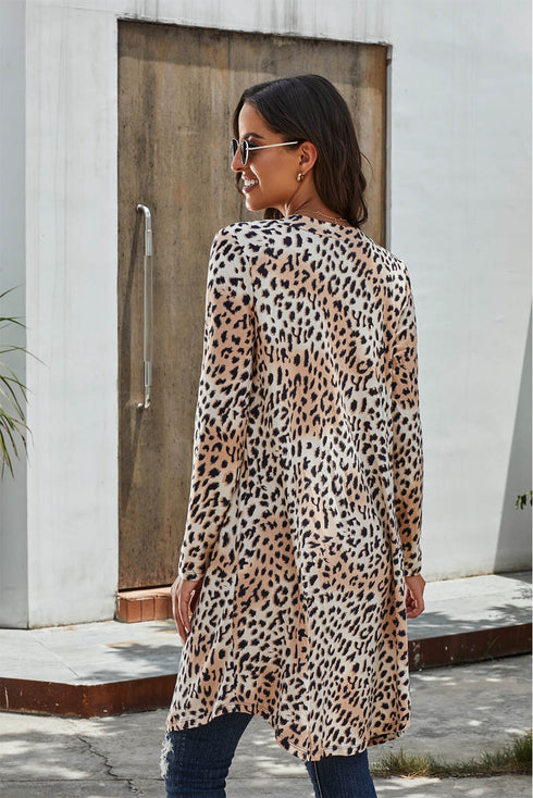 Print Colorblock Long Cardigan